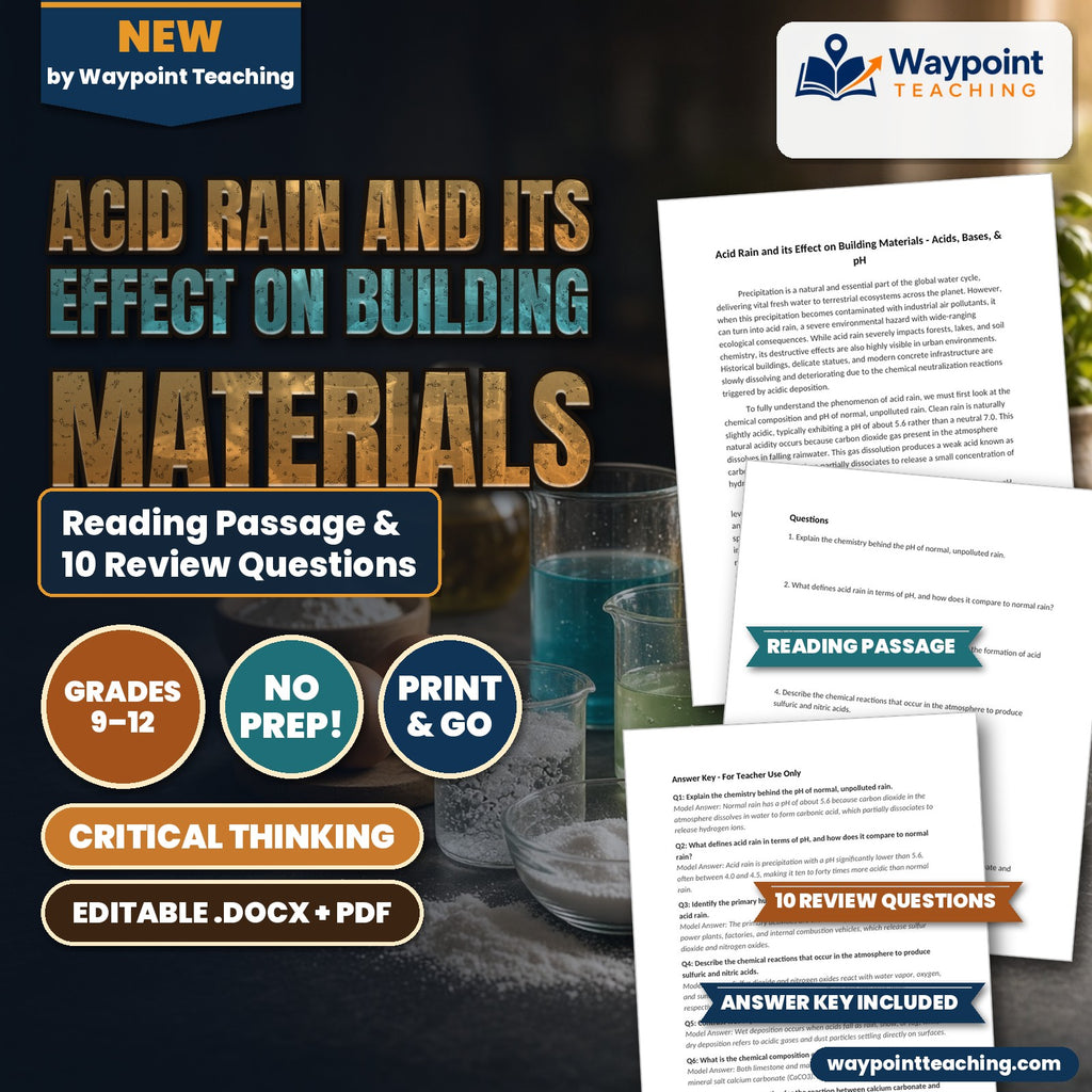 Acid Rain and its Effect on Building Materials Reading Worksheet cover