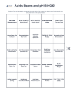 Acids, Bases, & pH BINGO Review Game sample page