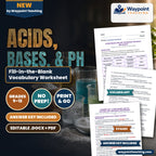 Acids, Bases, & pH Fill-in-the-Blank Vocabulary Worksheet cover