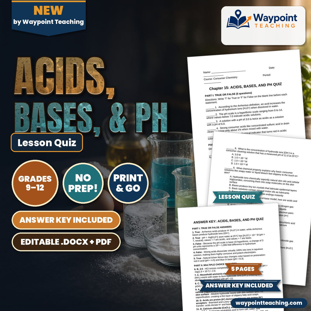Acids, Bases, & pH Lesson Quiz cover
