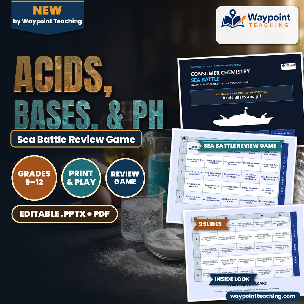 Acids, Bases, & pH Sea Battle Review Game cover