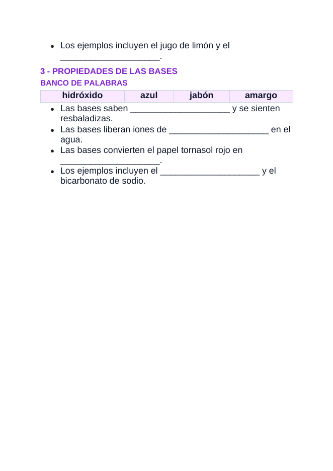 Acids, Bases, & pH Spanish Guided Notes sample page