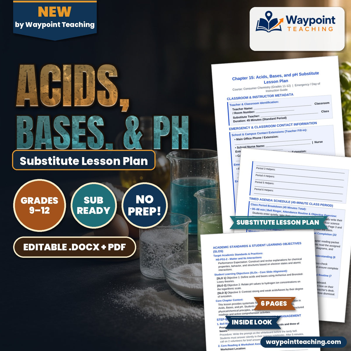 Acids, Bases, & pH Substitute Lesson Plan cover