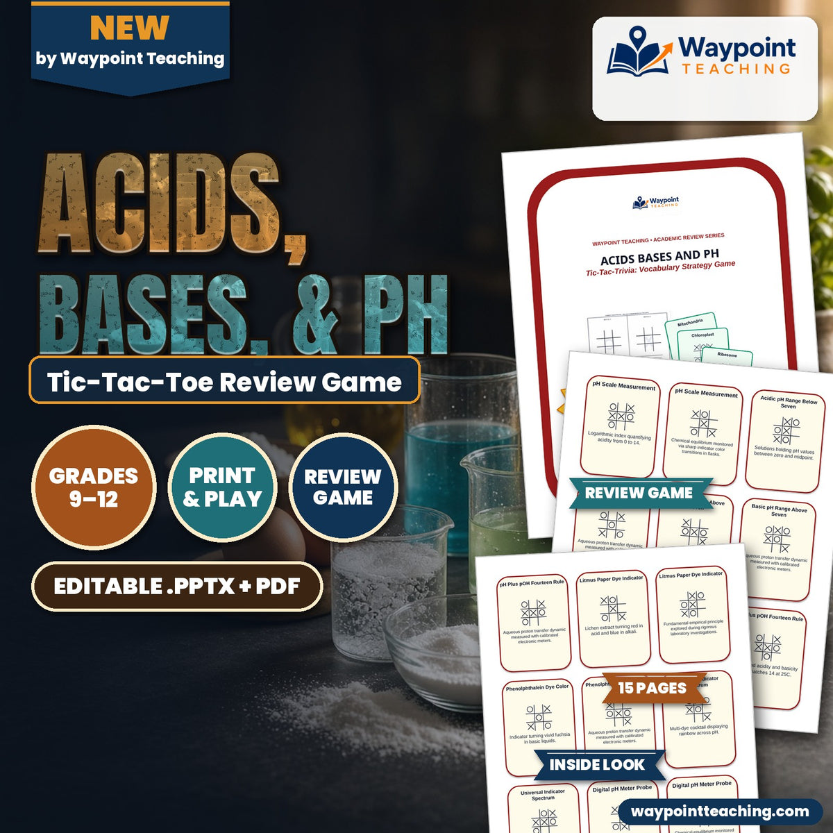 Acids, Bases, & pH Tic-Tac-Toe Review Game cover