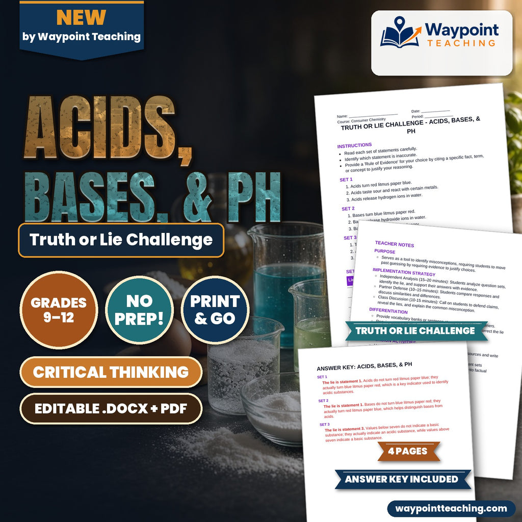 Acids, Bases, & pH Truth or Lie Challenge cover