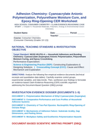 Adhesion Chemistry: Cyanoacrylate Anionic Polymerization, Polyurethane Moisture Cure, and Epoxy Ring-Opening CER Phenomena Worksheet sample page