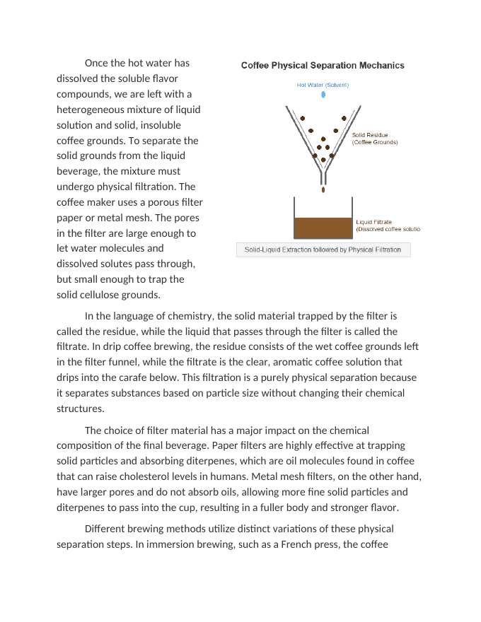 Analyzing the Physical Separation of Coffee Brewing Reading Worksheet sample page