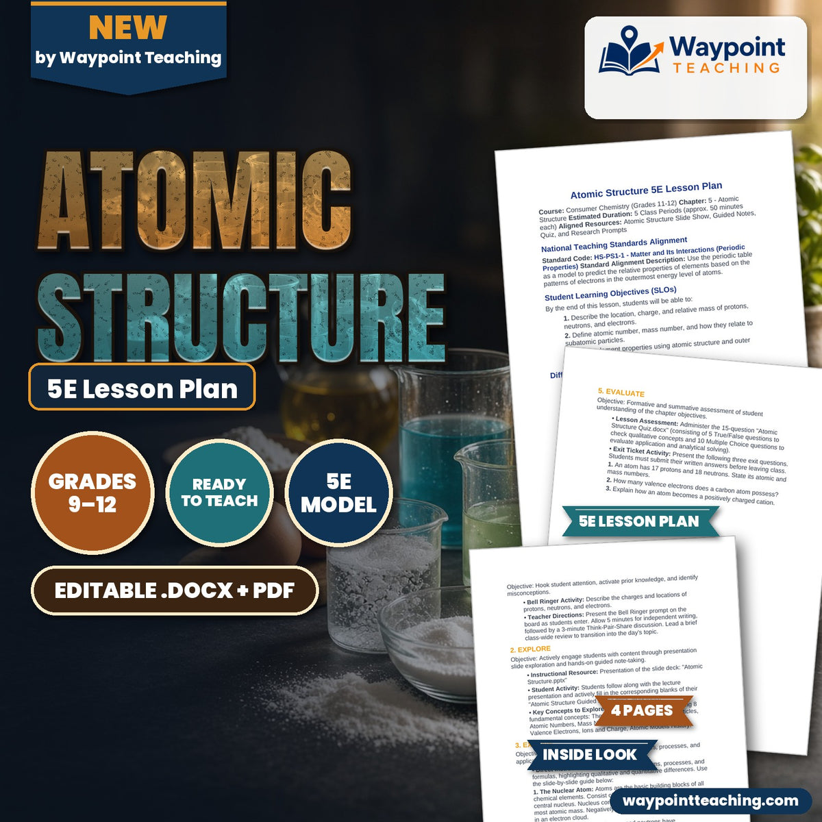 Atomic Structure 5E Lesson Plan cover