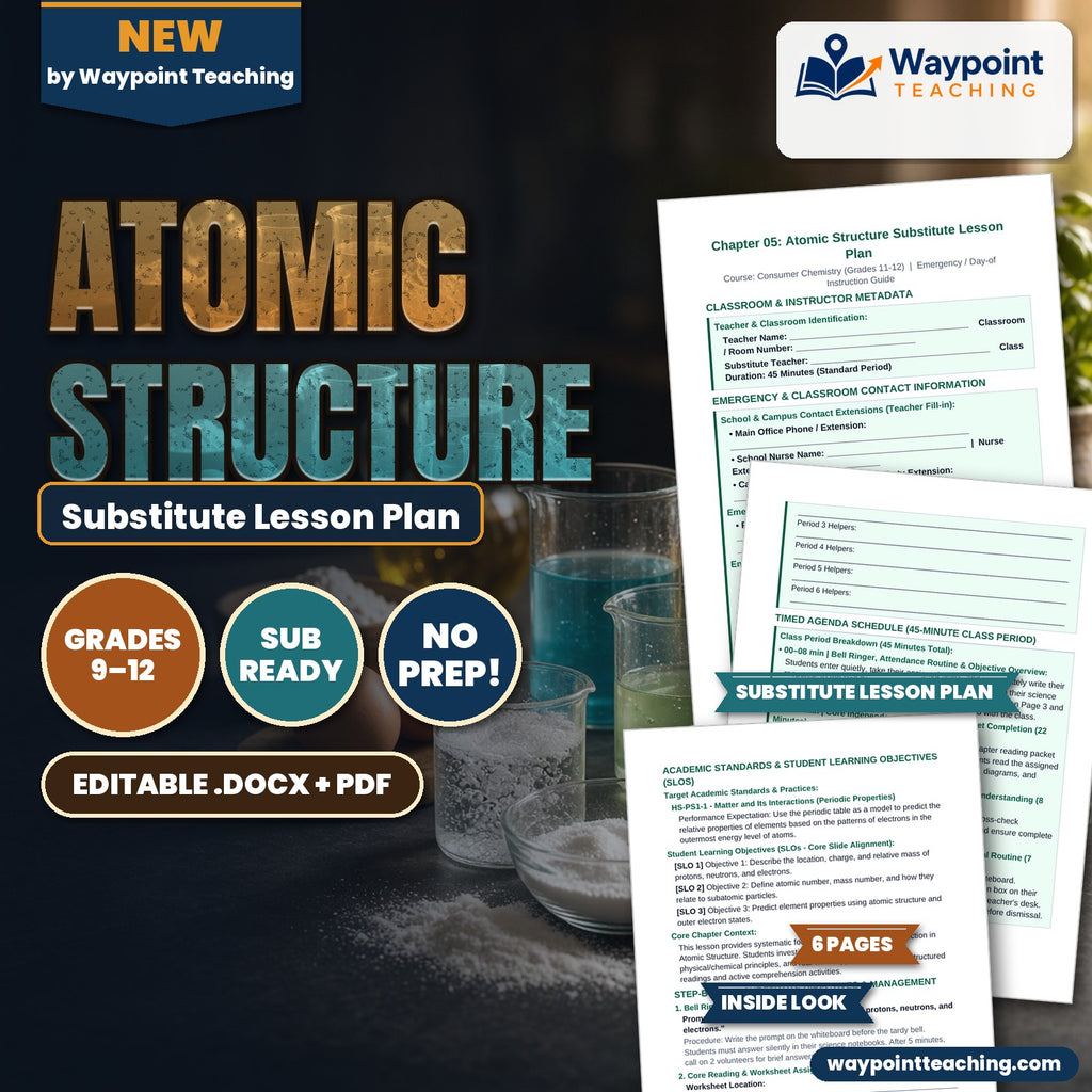 Atomic Structure Substitute Lesson Plan cover