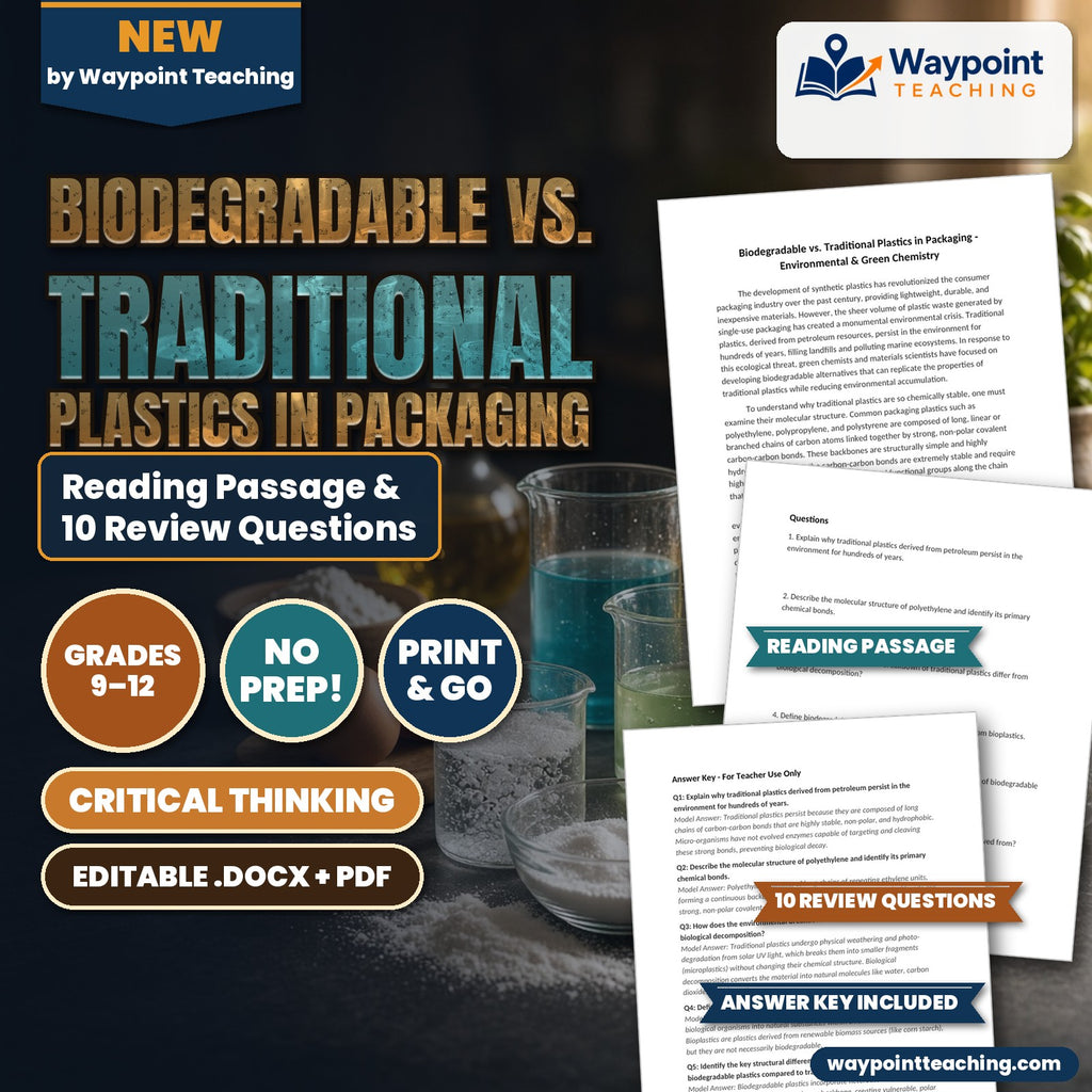 Biodegradable vs. Traditional Plastics in Packaging Reading Worksheet cover
