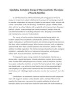 Calculating the Caloric Energy of Macronutrients Reading Worksheet sample page