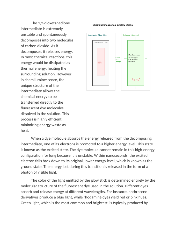 Chemiluminescence: How Emergency Glow Sticks Work Reading Worksheet sample page