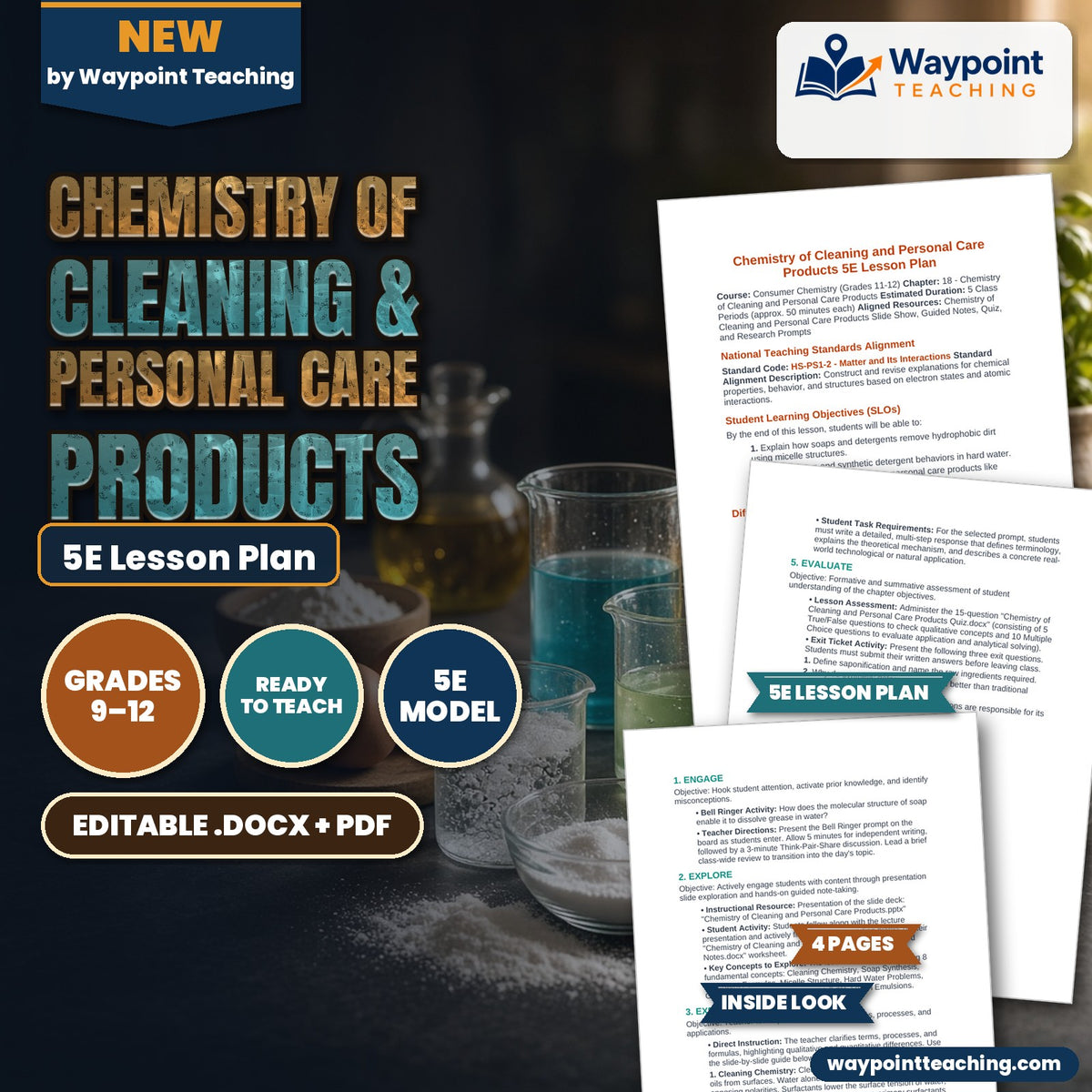 Chemistry of Cleaning & Personal Care Products 5E Lesson Plan cover