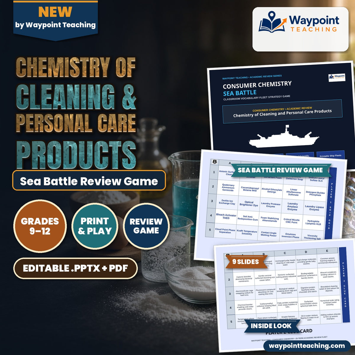 Chemistry of Cleaning & Personal Care Products Sea Battle Review Game cover