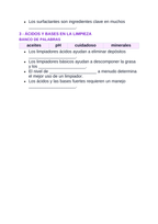 Chemistry of Cleaning & Personal Care Products Spanish Guided Notes sample page