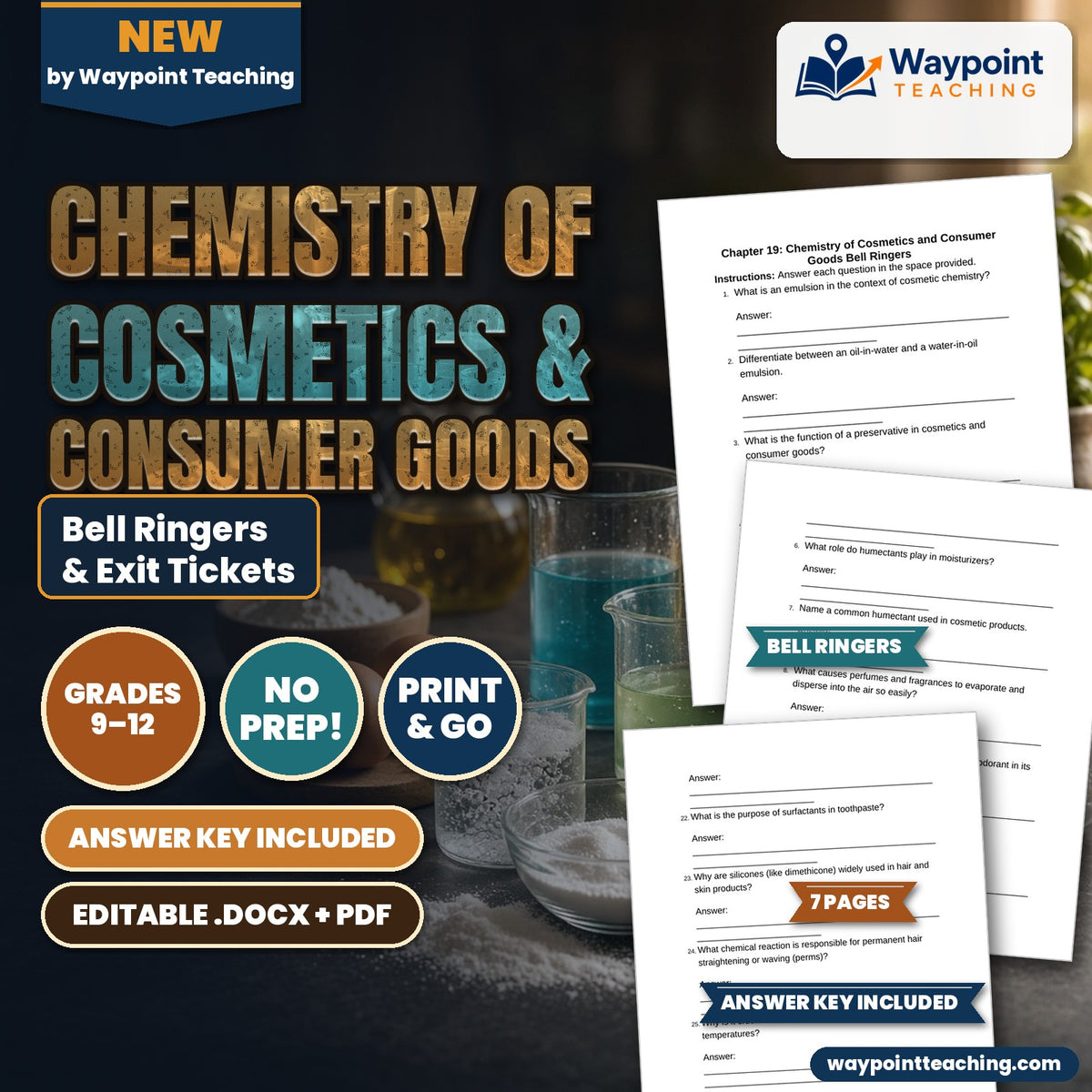 Chemistry of Cosmetics & Consumer Goods Bell Ringers & Exit Tickets cover