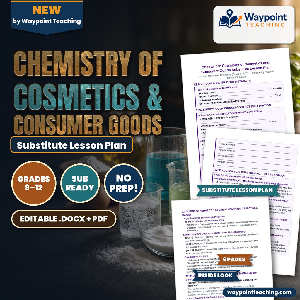 Chemistry of Cosmetics & Consumer Goods Substitute Lesson Plan cover