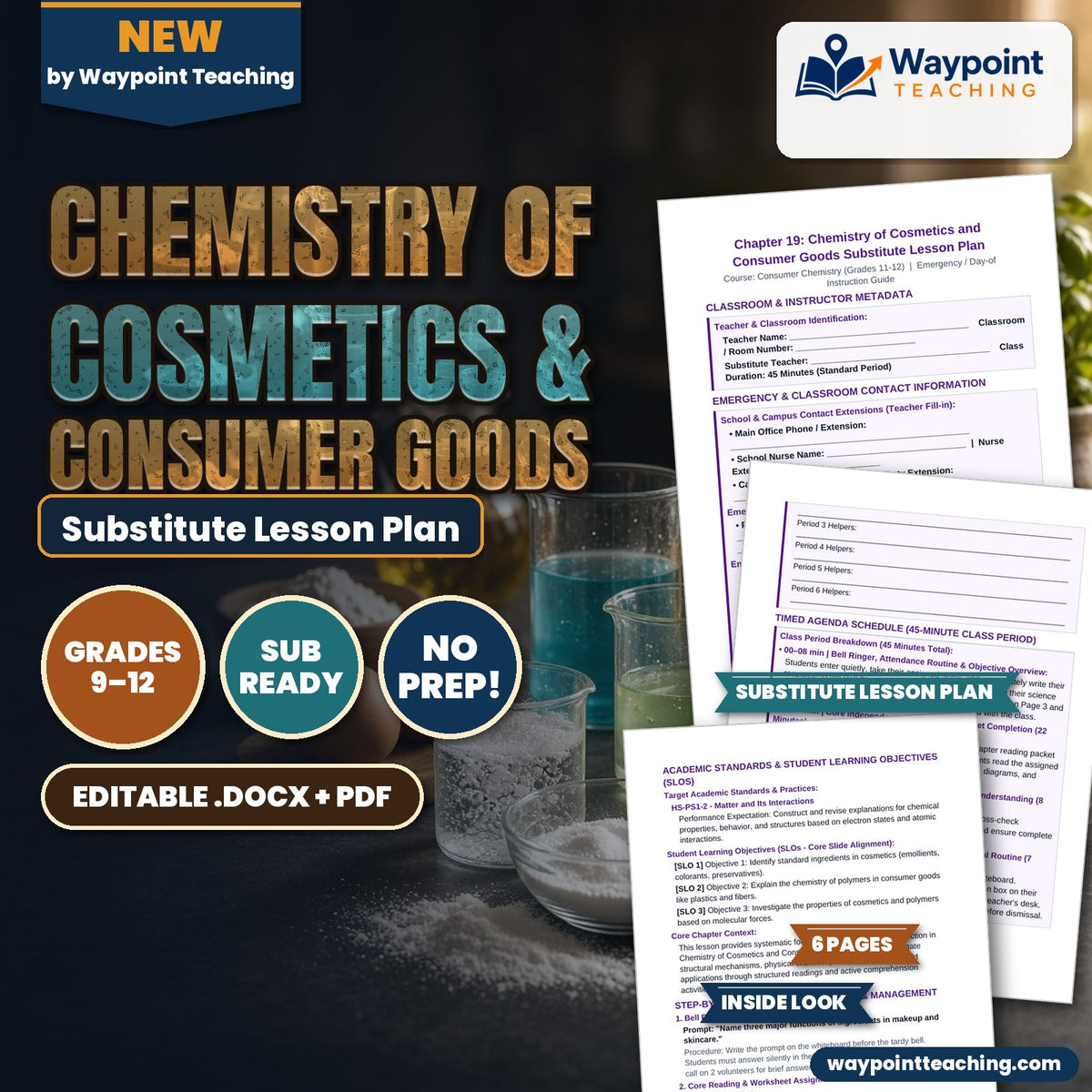 Chemistry of Cosmetics & Consumer Goods Substitute Lesson Plan cover