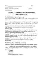 Chemistry of Food & Nutrition Lesson Quiz sample page