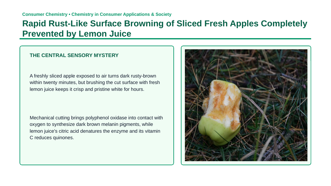 Chemistry of Food & Nutrition Phenomena-Based Lesson: Rapid Rust-Like Surface Browning of Sliced Fresh Apples Completely Prevented by Lemon Juice Presentation sample page