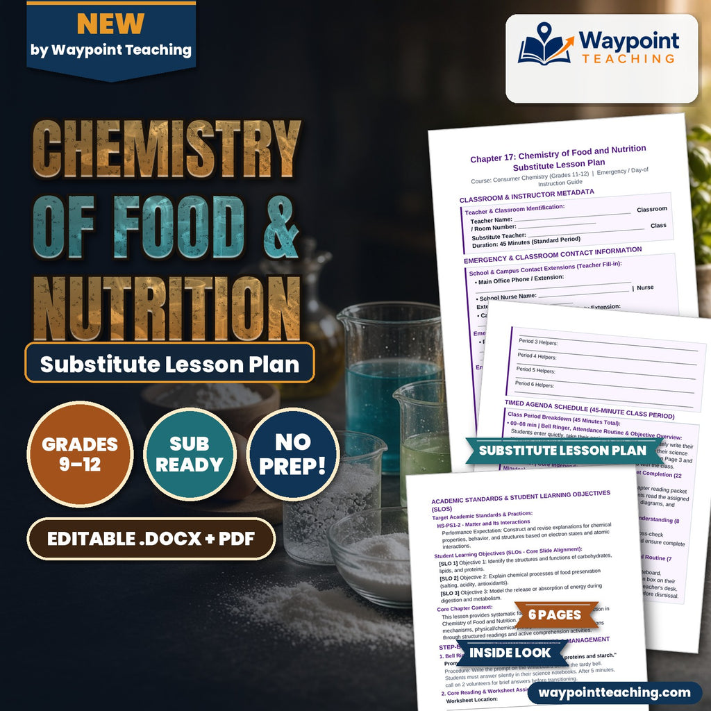Chemistry of Food & Nutrition Substitute Lesson Plan cover