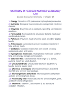 Chemistry of Food & Nutrition Vocabulary Words & Definitions sample page