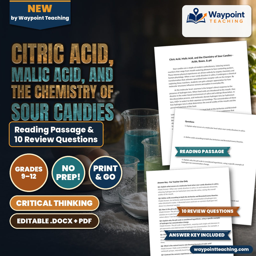 Citric Acid, Malic Acid, and the Chemistry of Sour Candies Reading Worksheet cover