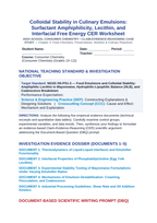 Colloidal Stability in Culinary Emulsions: Surfactant Amphiphilicity, Lecithin, and Interfacial Free Energy CER Phenomena Worksheet sample page