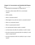 Concentration & Solubility Bell Ringers & Exit Tickets sample page
