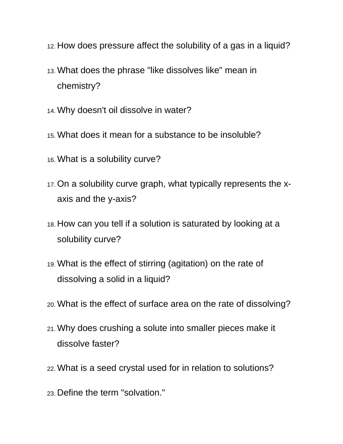Concentration & Solubility Bell Ringers & Exit Tickets sample page