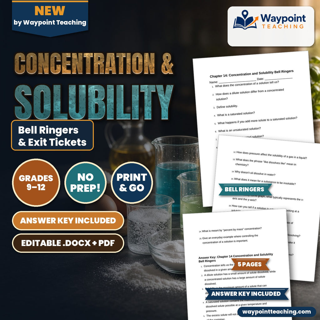 Concentration & Solubility Bell Ringers & Exit Tickets cover