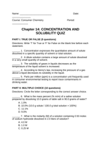 Concentration & Solubility Lesson Quiz sample page