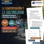 Concentration & Solubility Spanish Reading Passage & Comprehension Questions cover
