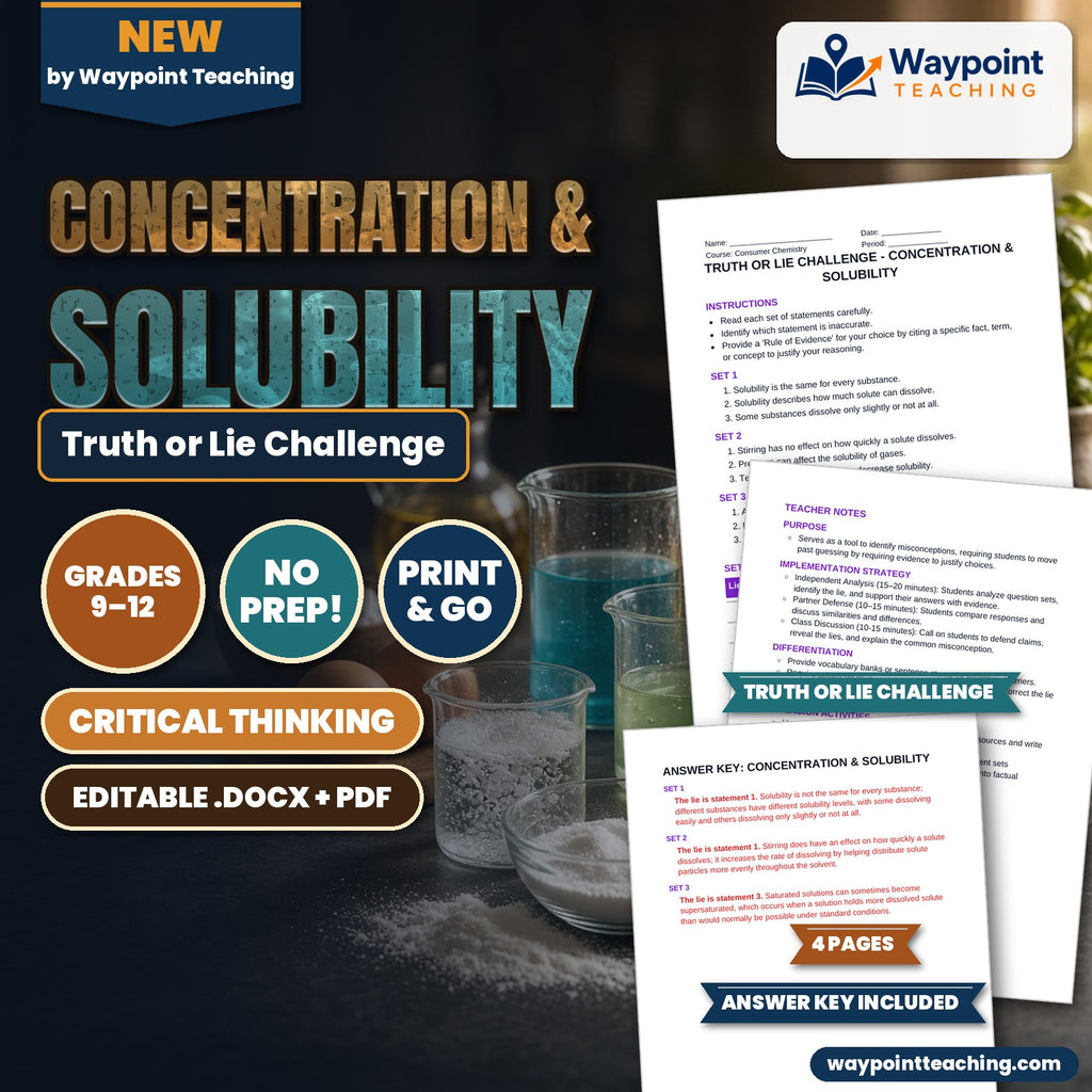 Concentration & Solubility Truth or Lie Challenge cover