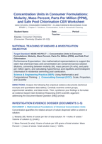 Concentration Units in Consumer Formulations: Molarity, Mass Percent, Parts Per Million (PPM), and Safe Pool Chlorination CER Phenomena Worksheet sample page