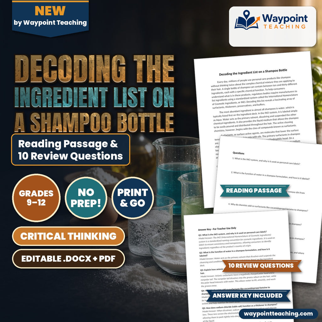 Decoding the Ingredient List on a Shampoo Bottle Reading Worksheet cover