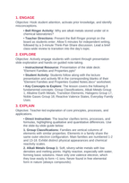 Element Families & Properties 5E Lesson Plan sample page