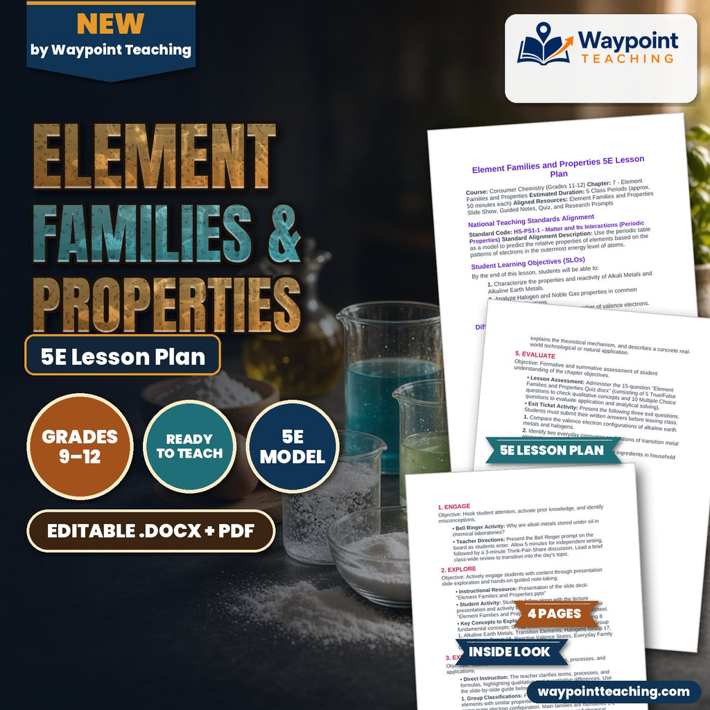 Element Families & Properties 5E Lesson Plan cover