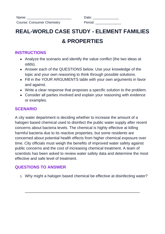 Element Families & Properties Real-World Case Study sample page