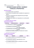 Element Families & Properties Spanish Guided Notes sample page