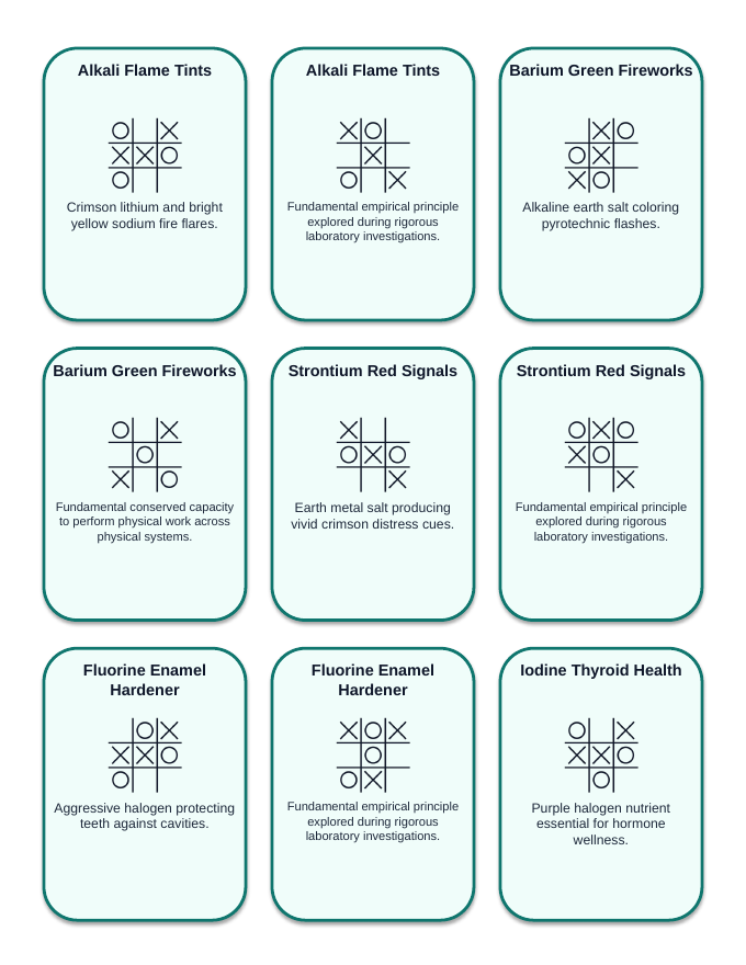 Element Families & Properties Tic-Tac-Toe Review Game sample page