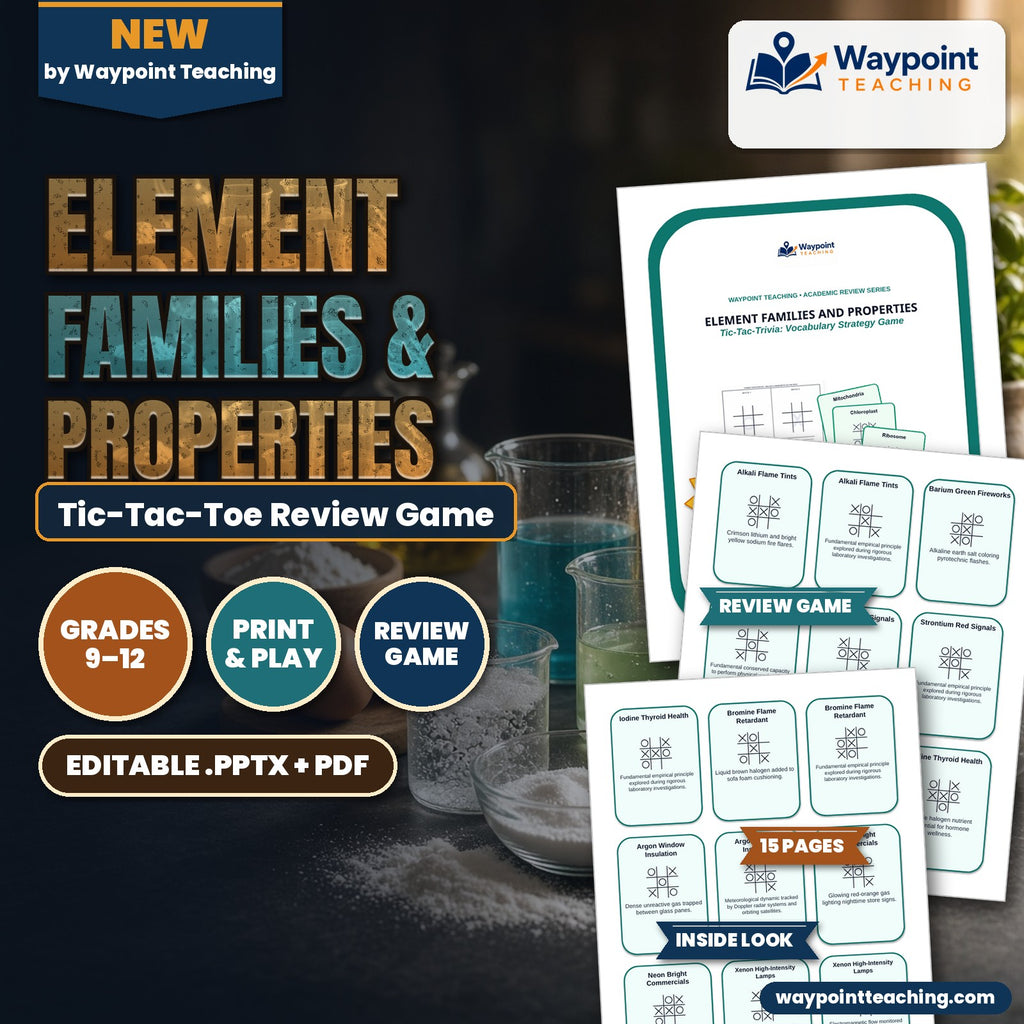 Element Families & Properties Tic-Tac-Toe Review Game cover