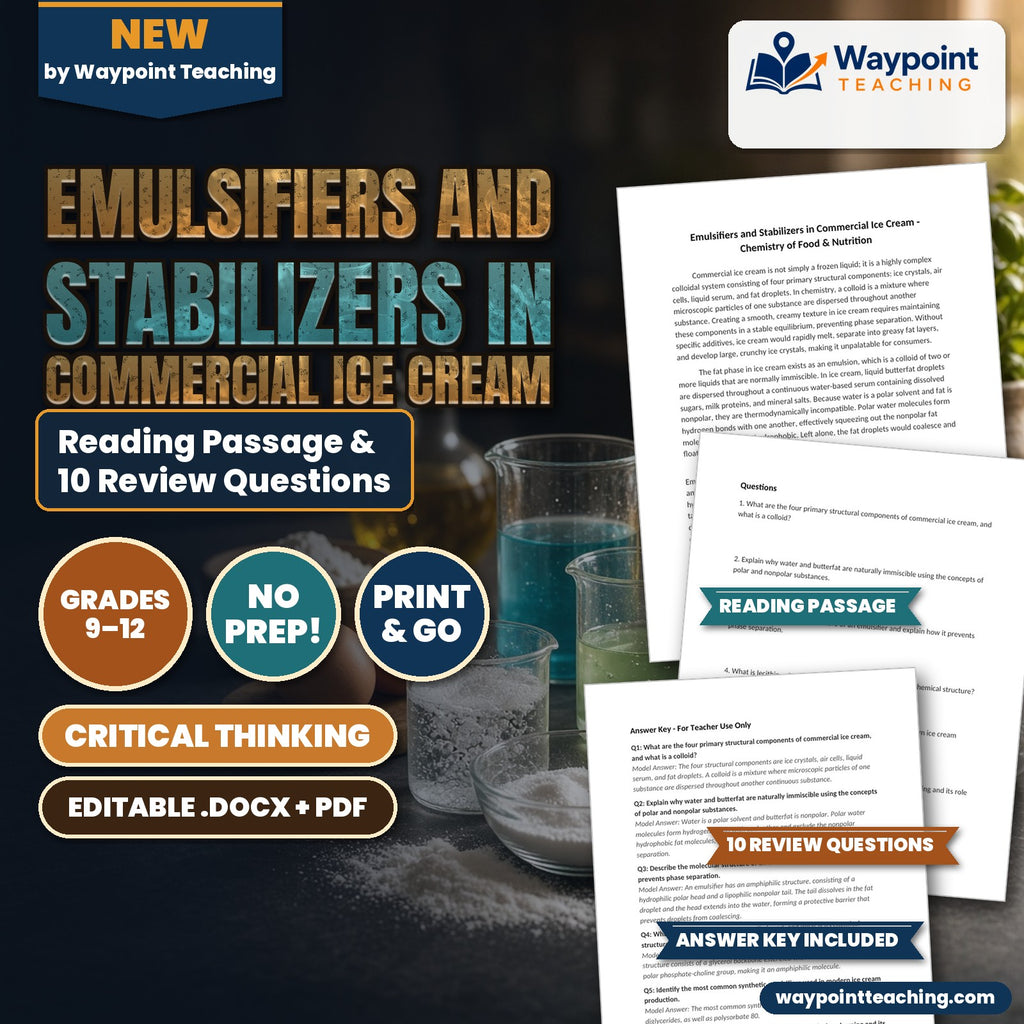 Emulsifiers and Stabilizers in Commercial Ice Cream Reading Worksheet cover