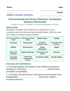 Environmental & Green Chemistry Fill-in-the-Blank Vocabulary Worksheet sample page