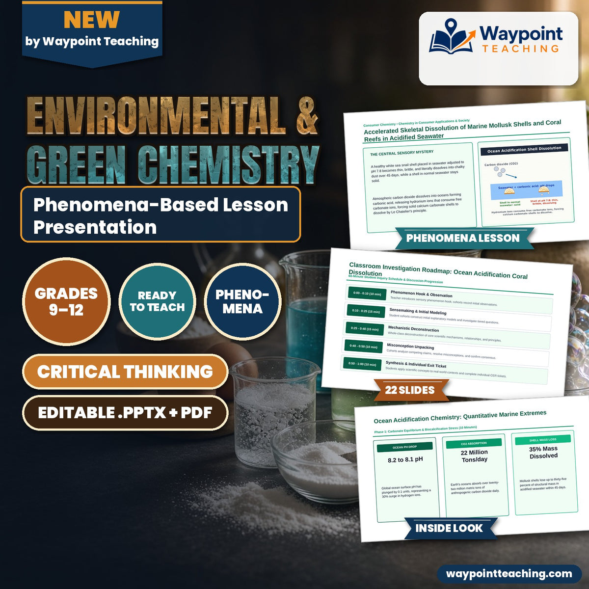 Environmental & Green Chemistry Phenomena-Based Lesson: Accelerated Skeletal Dissolution of Marine Mollusk Shells and Coral Reefs in Acidified Seawater Presentation cover