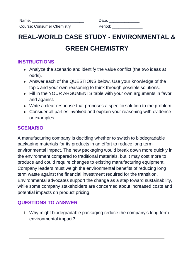 Environmental & Green Chemistry Real-World Case Study sample page