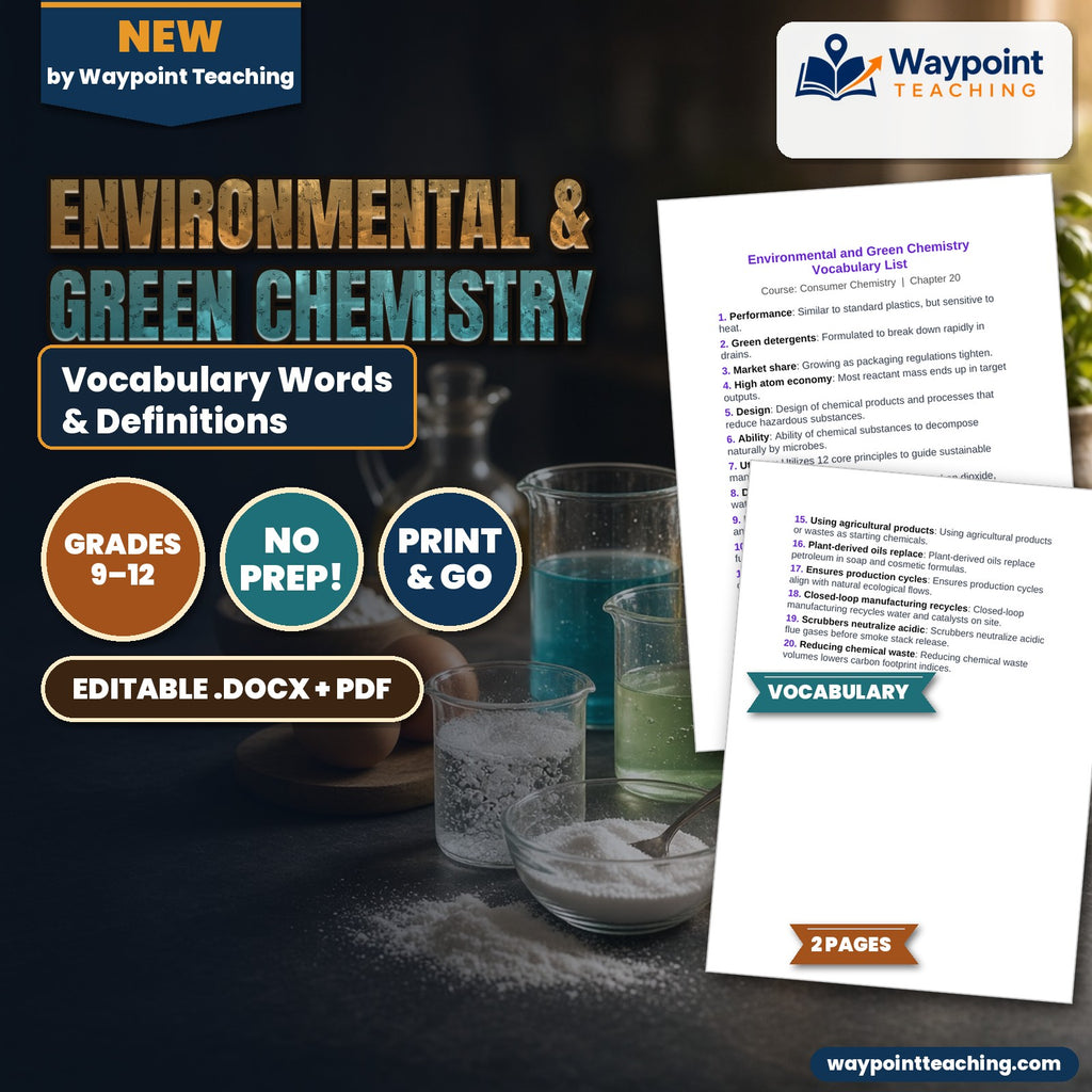 Environmental & Green Chemistry Vocabulary Words & Definitions cover