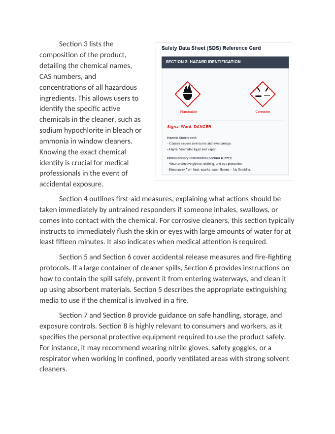 Evaluating Safety Data Sheets (SDS) for Common Cleaners Reading Worksheet sample page