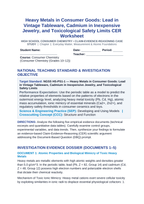 Heavy Metals in Consumer Goods: Lead in Vintage Tableware, Cadmium in Inexpensive Jewelry, and Toxicological Safety Limits CER Phenomena Worksheet sample page