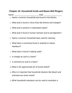 Household Acids & Bases Bell Ringers & Exit Tickets sample page